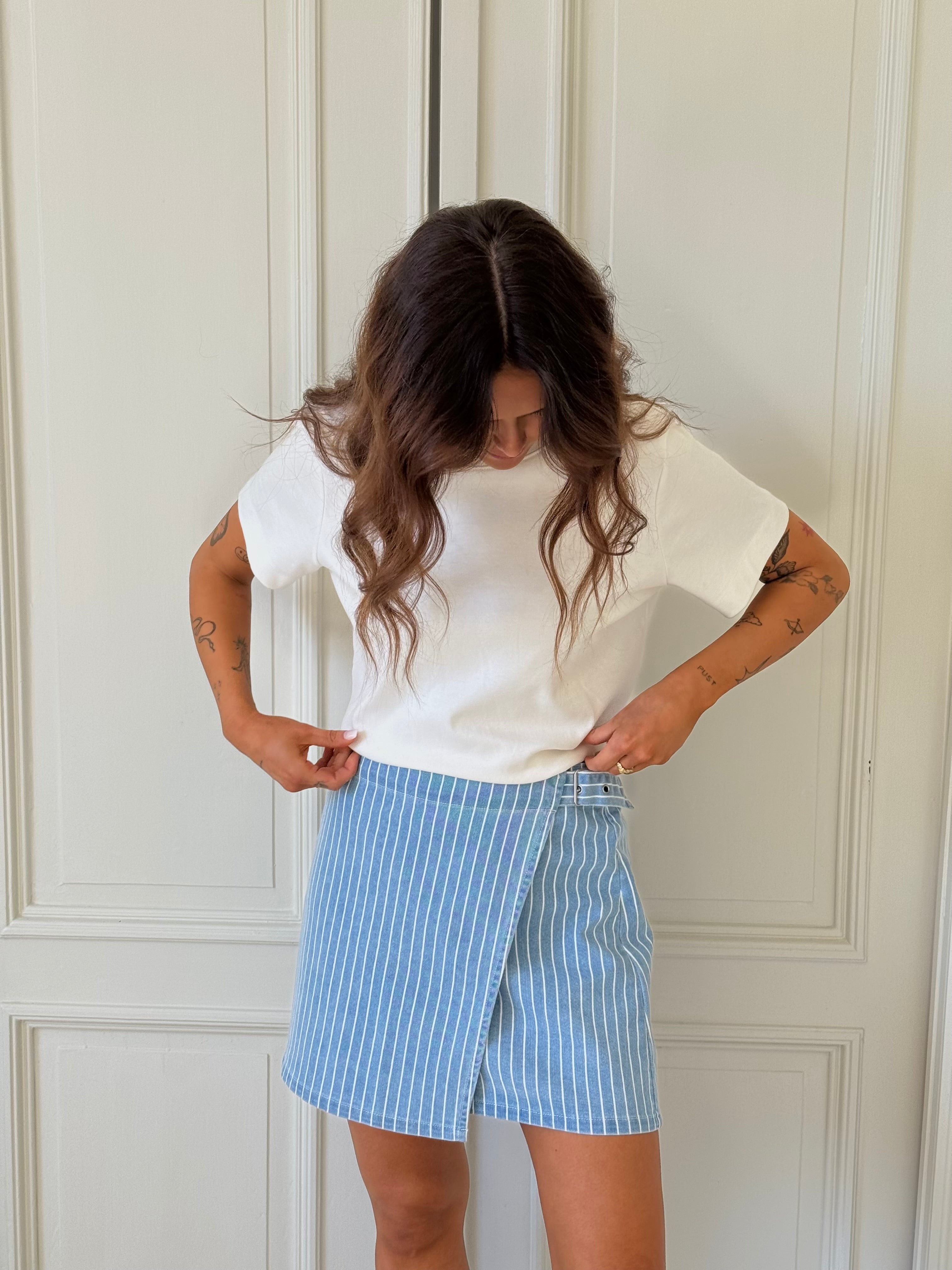 OBJSANNI Short Skirt - Light Blue Denim